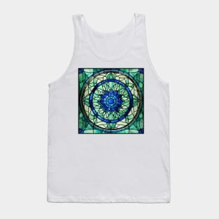 Green and blue stained glass mandala Tank Top